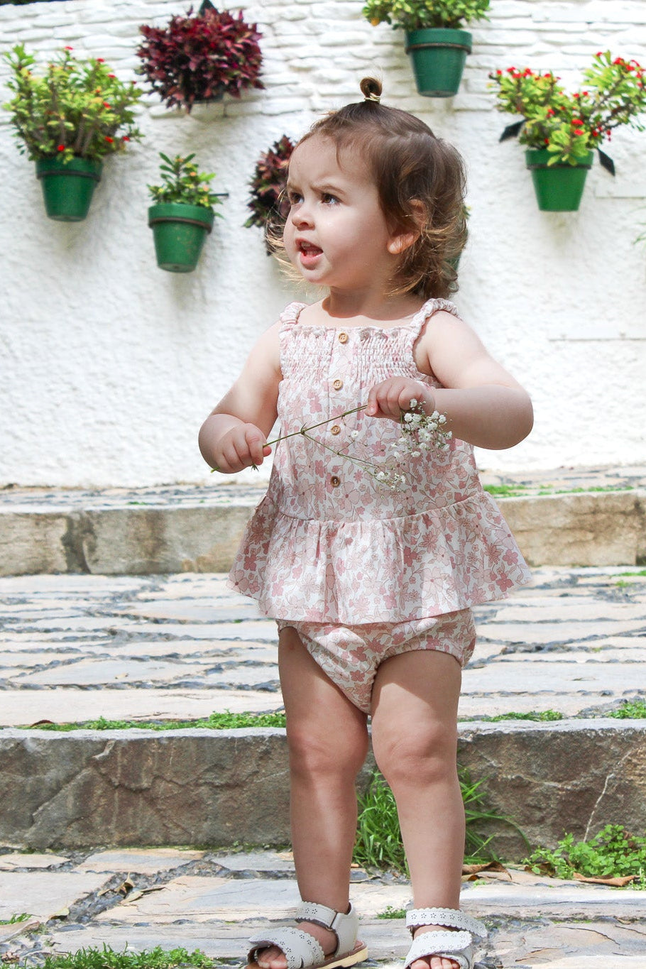 Luxury Organic cotton Girls Pink floral top