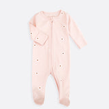 Luxury Organic_cotton_baby_pink_daisy_blossom_sleepsuit_front_view-_pink