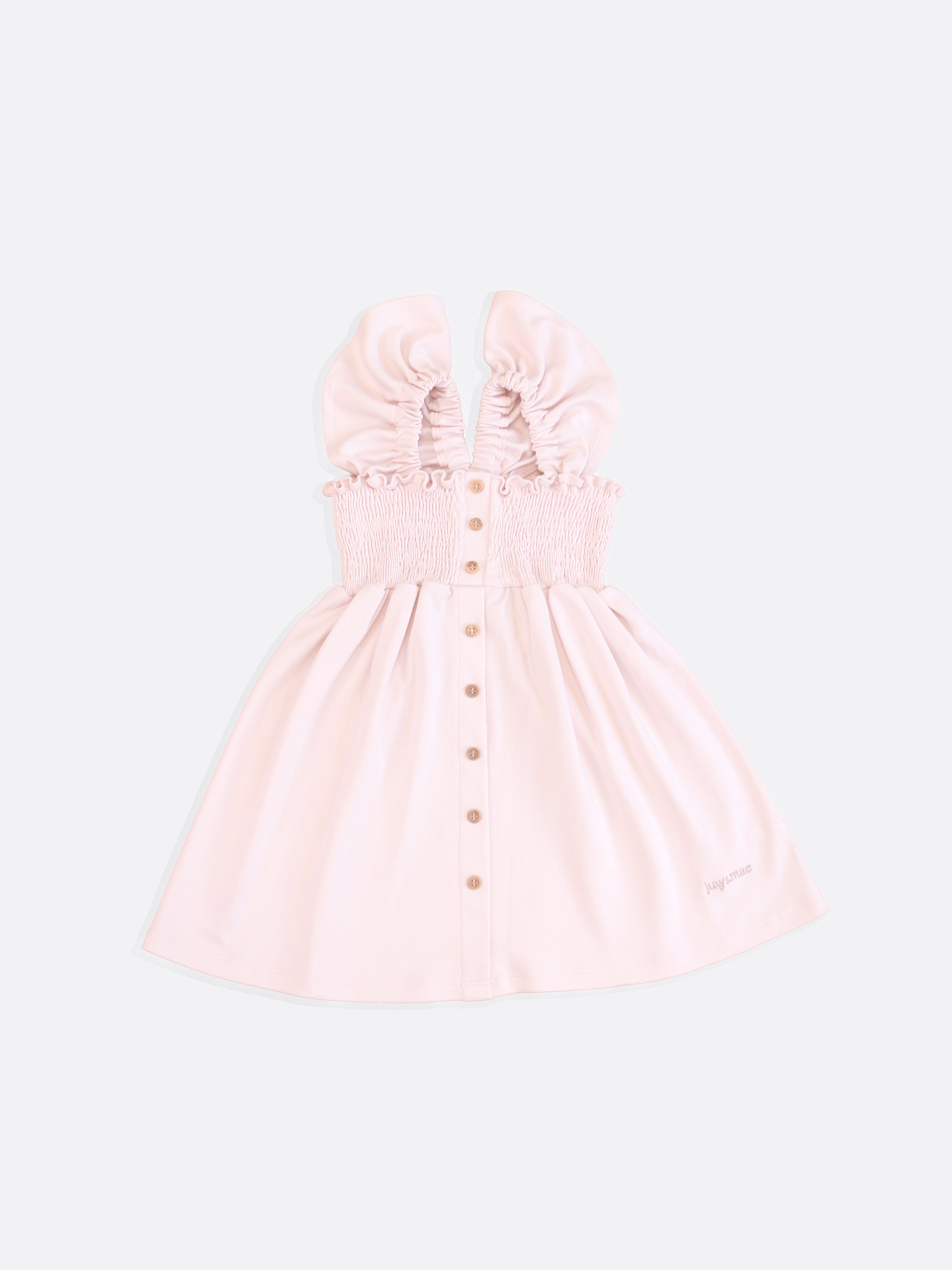 Organic Cotton Strap Frill Smock Dress | Strawberry Pink