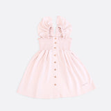 Organic Cotton Strap Frill Smock Dress | Strawberry Pink