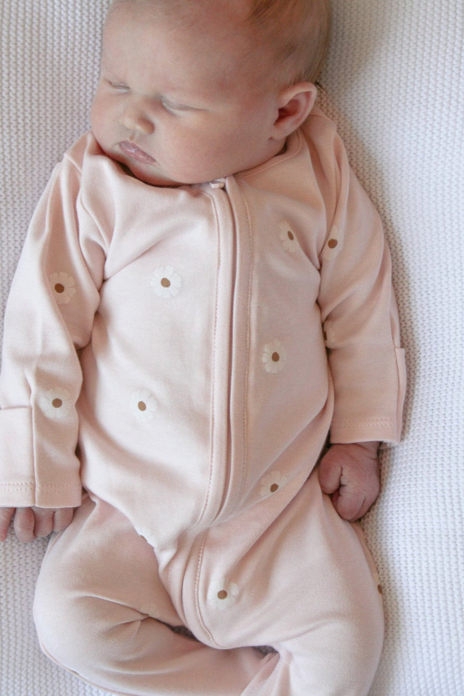 luxury Organic cotton sleepsuit with two way zip pink baby sleepsuit 