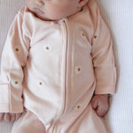 luxury Organic cotton sleepsuit with two way zip pink baby sleepsuit 
