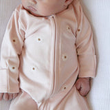 luxury Organic cotton sleepsuit with two way zip pink baby sleepsuit 
