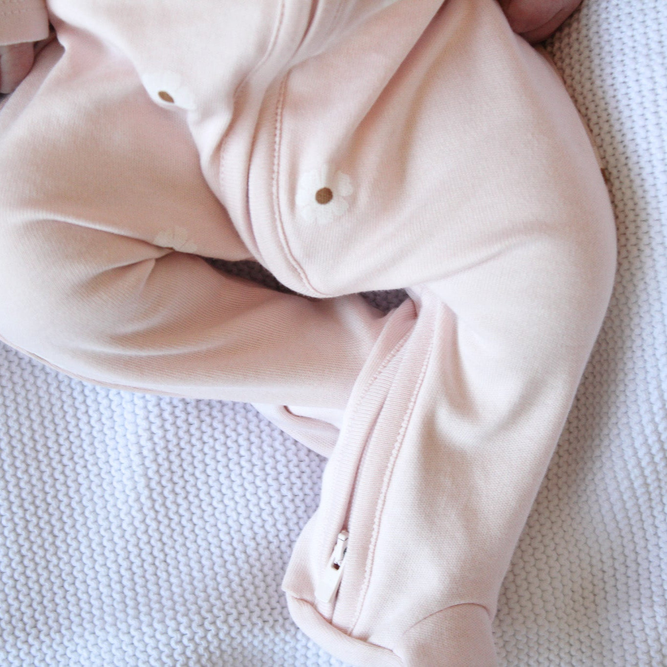 luxury Organic cotton sleepsuit with two way zip pink baby sleepsuit 